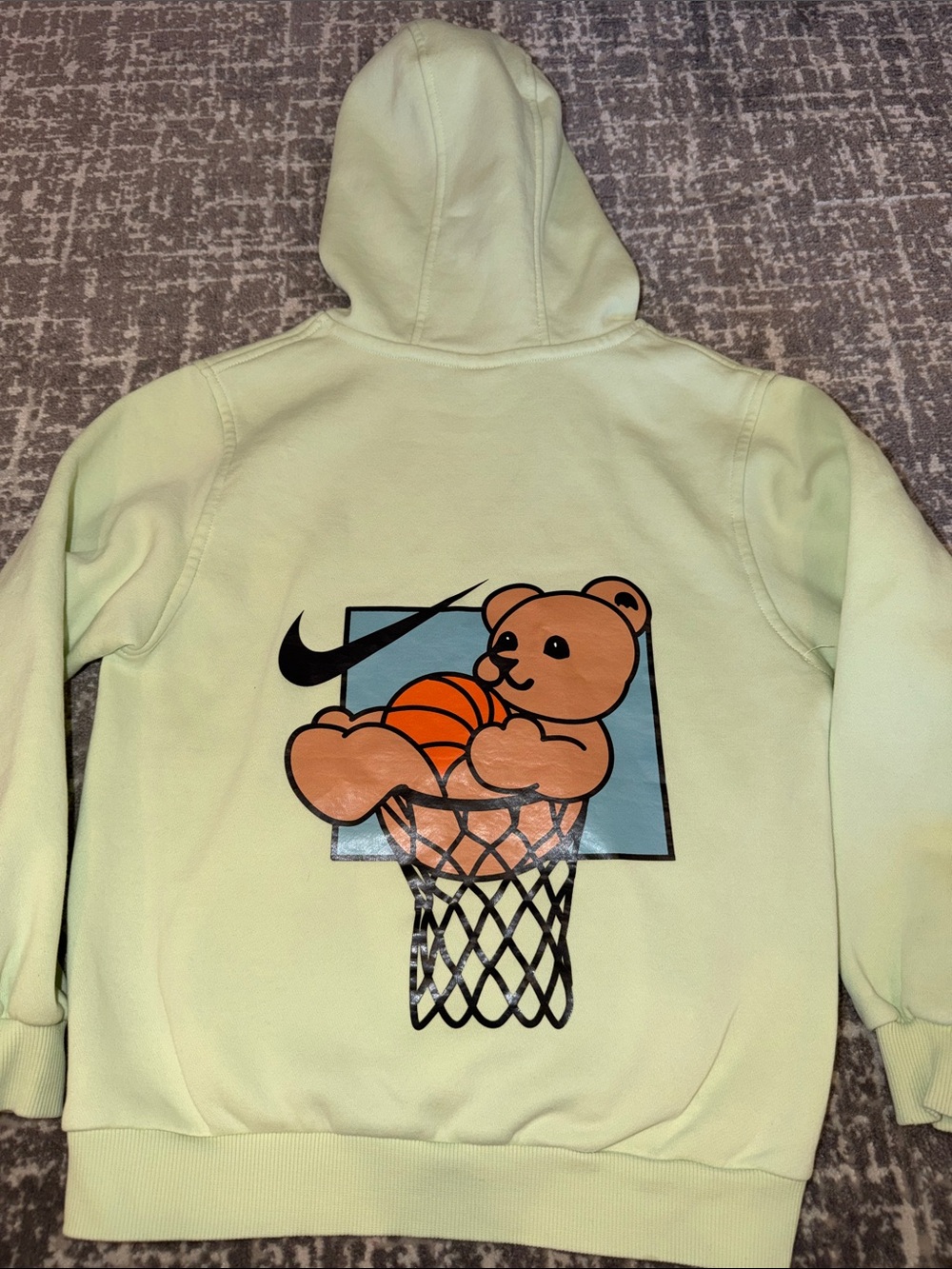 Nike Youth Boys Custom Swoosh Bear Light Green Pullover Hoodie